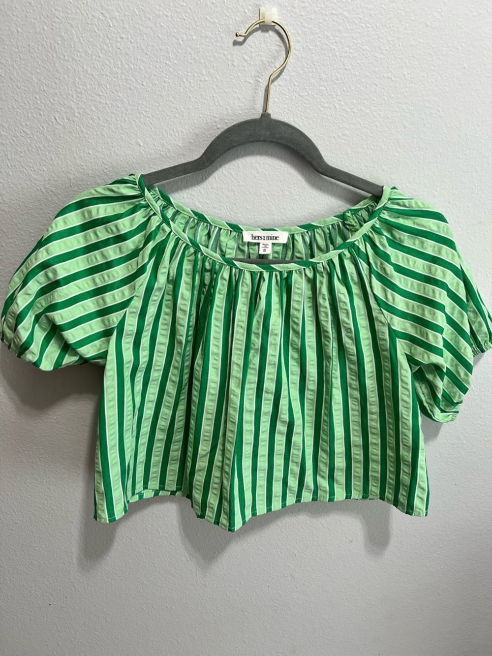 Hers & Mine Cropped Shirt Green Watermelon Sm
